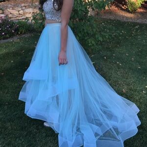 Stunning Silver and Blue Prom Dress